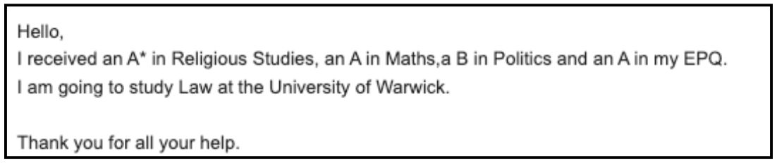 Email (student) sharing Dilan K.’s results