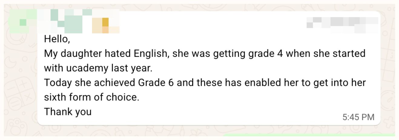 WhatsApp (parent) sharing Rana Q.’s results
